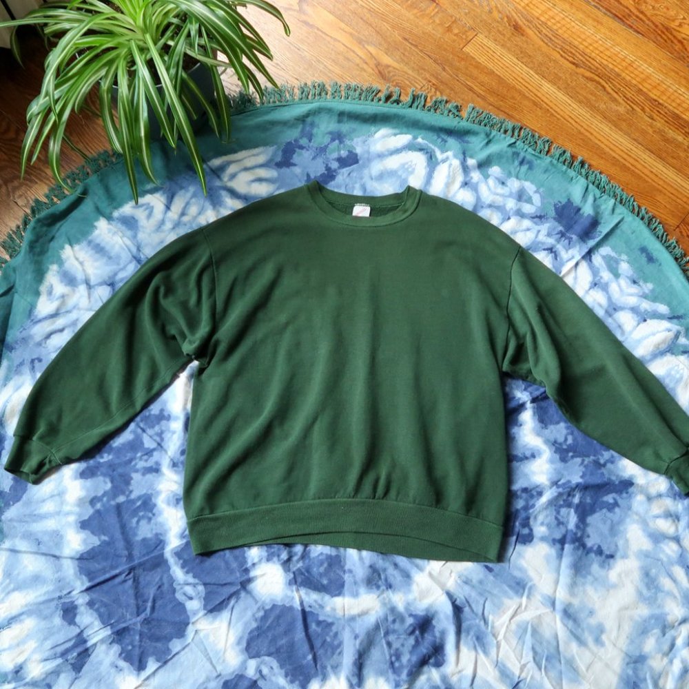 Vintage Jerzees Plain Green Sweatshirt Crew Neck